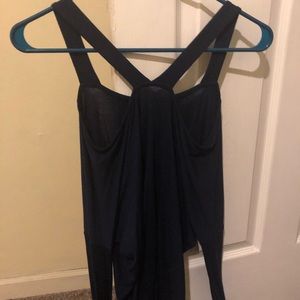 Cute navy open shoulder top